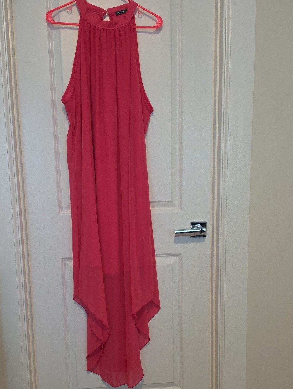 SHEIN Hot Pink High-Low Halter Dress